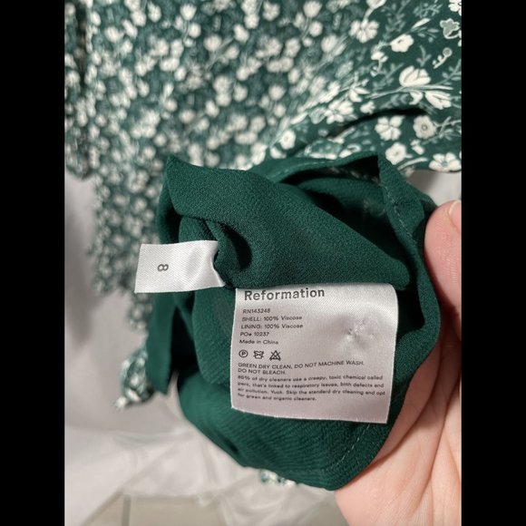 Reformation Elenor Open Back Green Mini Dress - Picture 10 of 14